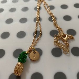 “J” gold pineapple necklace❣️
